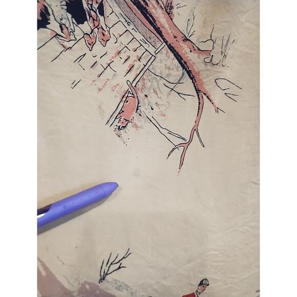 Vintage Equestrian Fox Hunting Dogs Hounds Yellow English Scarf 29 x 30 square - Picture 15 of 15